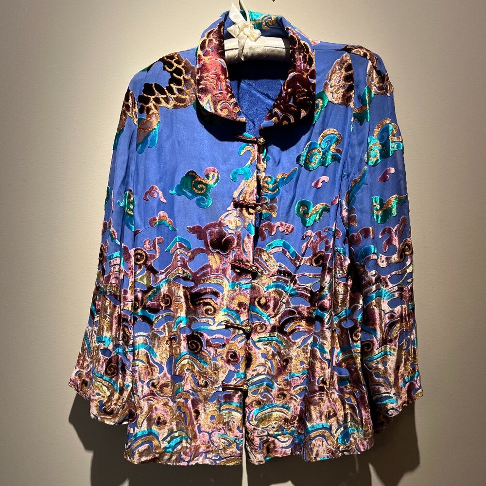 Tsai Mong Hsia Velvety Pattern Blouse, Silk/Viscose, Sz L, Used; Good Condition